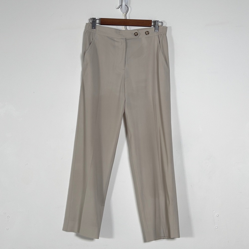 Vintage Prada Trousers Pants Women Sz 38 US Small Beige Virgin Wool Straight Leg
